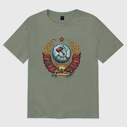 Футболка оверсайз женская Серп и молот СССР, цвет: авокадо