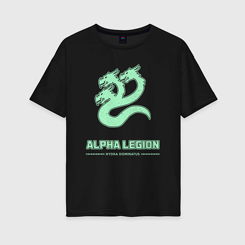 Женская футболка оверсайз Альфа легион винтаж лого гидра / Черный – фото 1