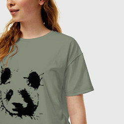 Футболка оверсайз женская Прикольный панда - клякса, цвет: авокадо — фото 2