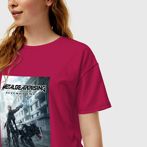 Женская футболка оверсайз Metal Gear Rising Revengeance - poster / Маджента – фото 3
