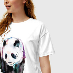 Футболка оверсайз женская Панда - акварель, цвет: белый — фото 2