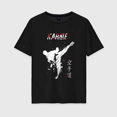 Женская футболка оверсайз Karate fighter / Черный – фото 1