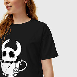 Футболка оверсайз женская Hollow Knight рыцарь в чашке, цвет: черный — фото 2