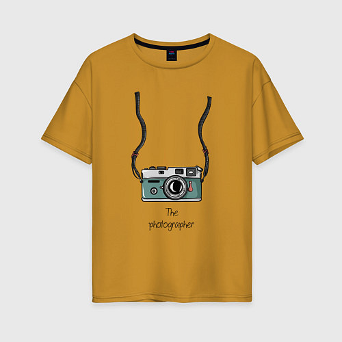 Женская футболка оверсайз Туристический фотограф / Горчичный – фото 1