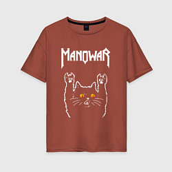 Женская футболка оверсайз Manowar rock cat