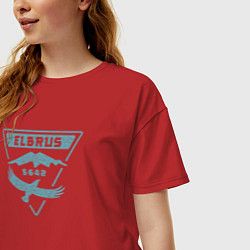 Футболка оверсайз женская Эльбрус 5642 лого, цвет: красный — фото 2