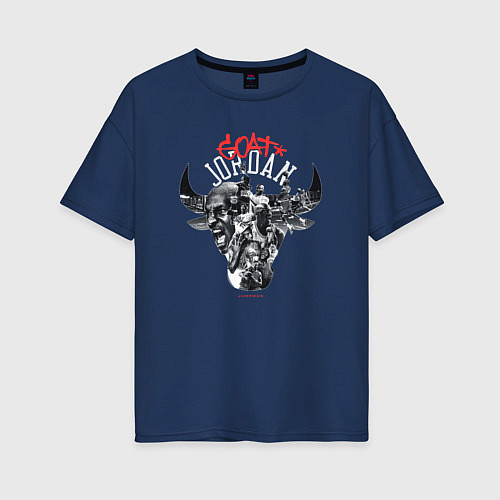 Женская футболка оверсайз Майкл Джордан-GOAT / Тёмно-синий – фото 1