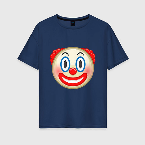 Женская футболка оверсайз Эмодзи Клоун / Тёмно-синий – фото 1
