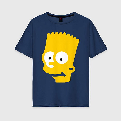 Женская футболка оверсайз Барт Симпсон - портрет / Тёмно-синий – фото 1