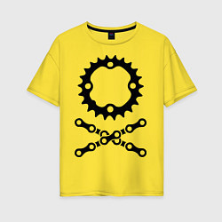 Футболка оверсайз женская Велосипедная цепь и звездочка, цвет: желтый