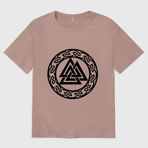 Женская футболка оверсайз Валькнут - символ Одина / Пыльно-розовый – фото 1