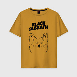 Футболка оверсайз женская Black Sabbath - rock cat, цвет: горчичный
