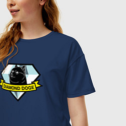Футболка оверсайз женская Пёс Доге на логотипе, цвет: тёмно-синий — фото 2