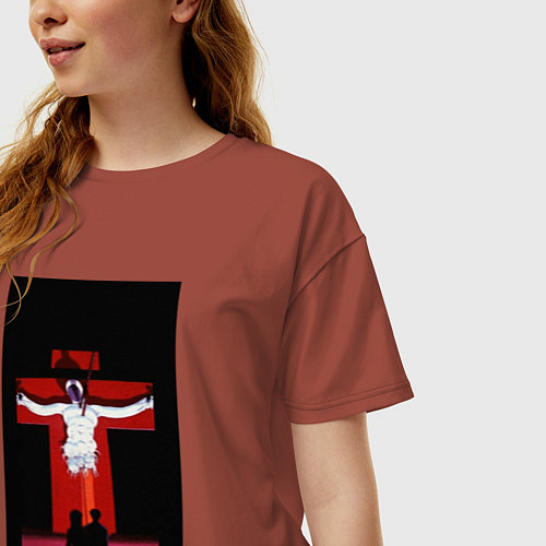 Женская футболка оверсайз Евангелион Лилит / Кирпичный – фото 3