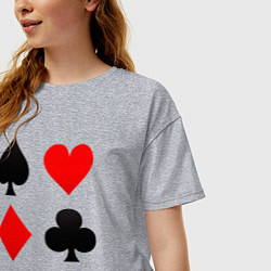 Футболка оверсайз женская Четыре масти игральных карт, цвет: меланж — фото 2