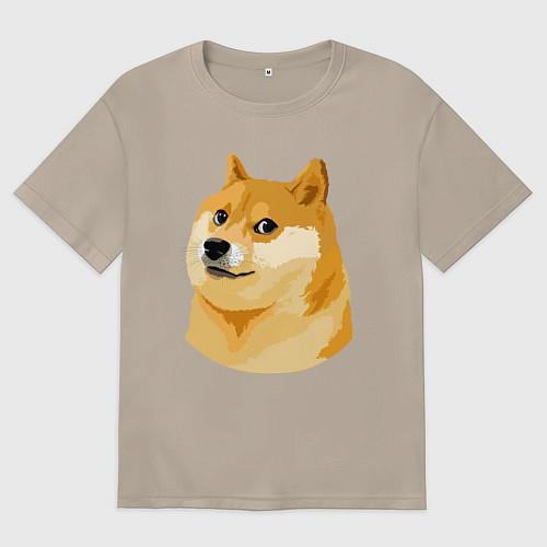 Женская футболка оверсайз Пёс Доге / Миндальный – фото 1