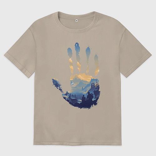 Женская футболка оверсайз Отпечаток ладони Кратоса / Миндальный – фото 1