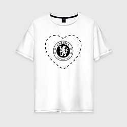 Футболка оверсайз женская Лого Chelsea в сердечке, цвет: белый