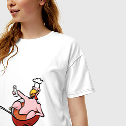 Футболка оверсайз женская Курица лежит в кастрюле, цвет: белый — фото 2