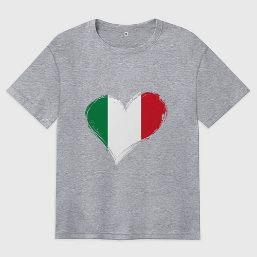 Женская футболка оверсайз Сердце - Италия / Меланж – фото 1