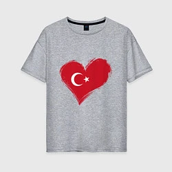 Футболка оверсайз женская Сердце - Турция, цвет: меланж