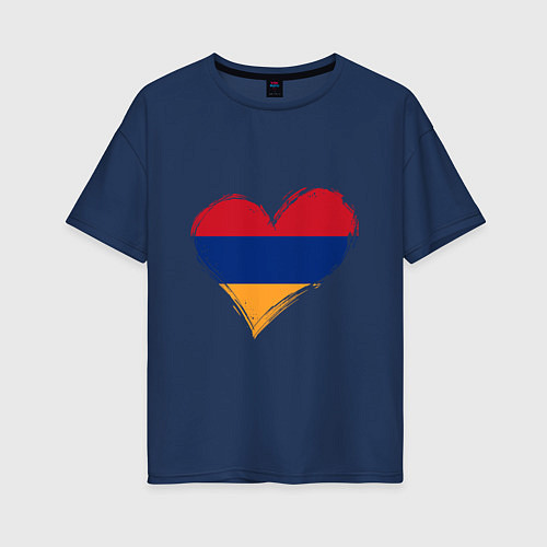 Женская футболка оверсайз Сердце - Армения / Тёмно-синий – фото 1