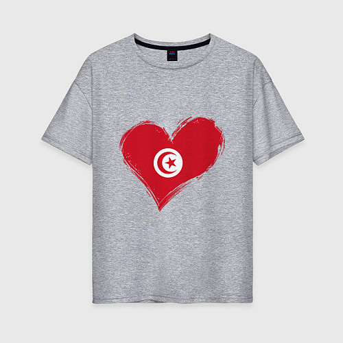 Женская футболка оверсайз Сердце - Тунис / Меланж – фото 1