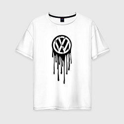 Футболка оверсайз женская Volkswagen - art logo, цвет: белый