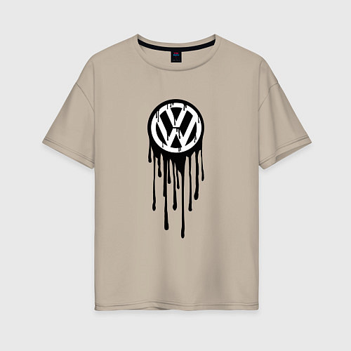 Женская футболка оверсайз Volkswagen - art logo / Миндальный – фото 1