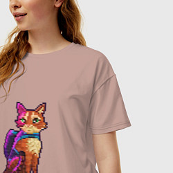 Футболка оверсайз женская Stray pixel art, цвет: пыльно-розовый — фото 2