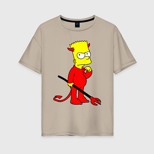 Женская футболка оверсайз Bart Simpson - devil / Миндальный – фото 1
