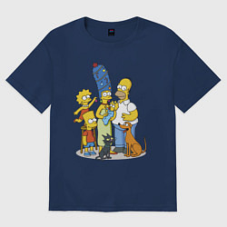 Женская футболка оверсайз Семейка Симпсонов встречает Новый Год!