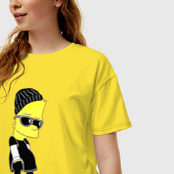 Футболка оверсайз женская Барт Симпсон в тёмных очках, цвет: желтый — фото 2