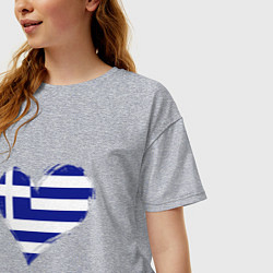 Футболка оверсайз женская Сердце - Греция, цвет: меланж — фото 2