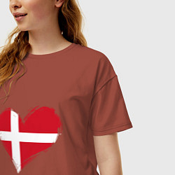 Футболка оверсайз женская Сердце - Дания, цвет: кирпичный — фото 2