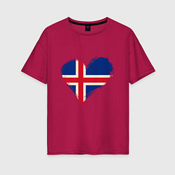 Футболка оверсайз женская Сердце - Исландия, цвет: маджента