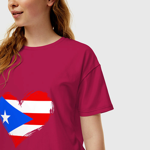 Женская футболка оверсайз Сердце - Пуэрто-Рико / Маджента – фото 3