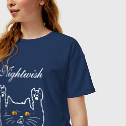 Футболка оверсайз женская Nightwish rock cat, цвет: тёмно-синий — фото 2