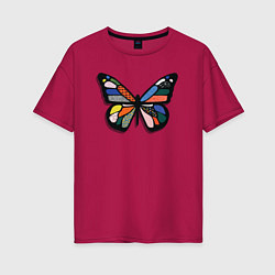 Футболка оверсайз женская Графичная бабочка, цвет: маджента