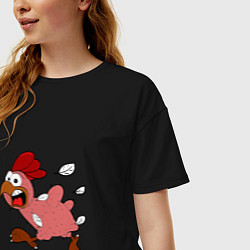 Футболка оверсайз женская Побег петуха, цвет: черный — фото 2
