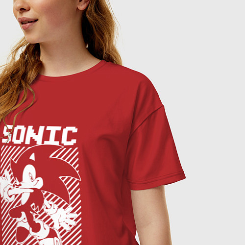 Женская футболка оверсайз Sonic - game / Красный – фото 3