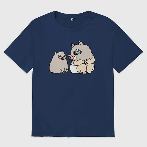 Женская футболка оверсайз Малыш иноске / Тёмно-синий – фото 1