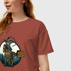 Футболка оверсайз женская Индеец на лошади, цвет: кирпичный — фото 2