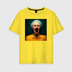 Футболка оверсайз женская Портрет ужасной бабушки, цвет: желтый