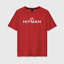 Футболка оверсайз женская Hitman - лого, цвет: красный