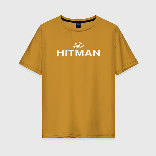 Женская футболка оверсайз Hitman - лого / Горчичный – фото 1