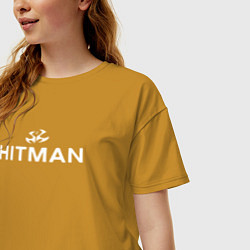 Футболка оверсайз женская Hitman - лого, цвет: горчичный — фото 2