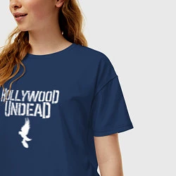 Футболка оверсайз женская Hollywood Undead - logo, цвет: тёмно-синий — фото 2
