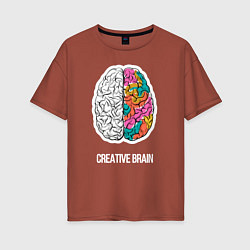 Футболка оверсайз женская Creative Brain, цвет: кирпичный