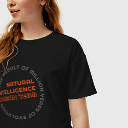 Футболка оверсайз женская Natural Intelligence натуральный интеллект команда, цвет: черный — фото 2
